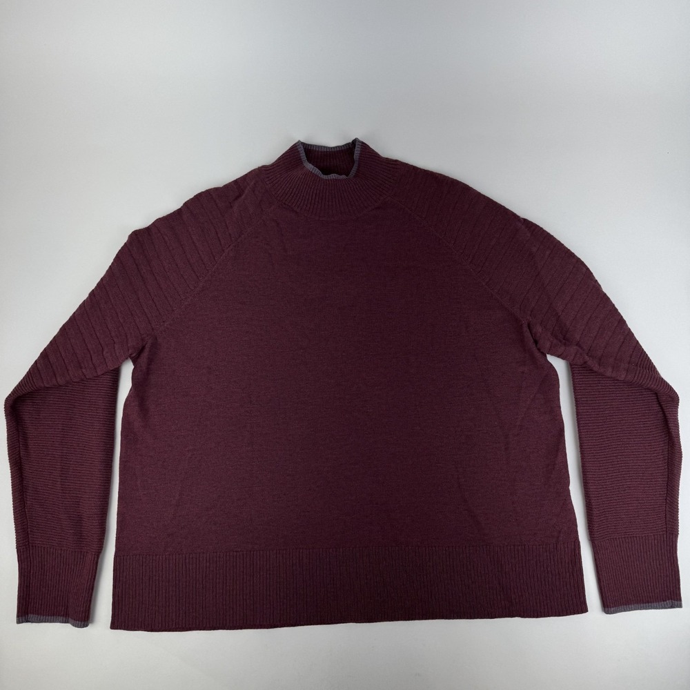 New Womens Smartwool Edgewood Mock Neck Burgundy Merino Wool Sweater Size XLarge